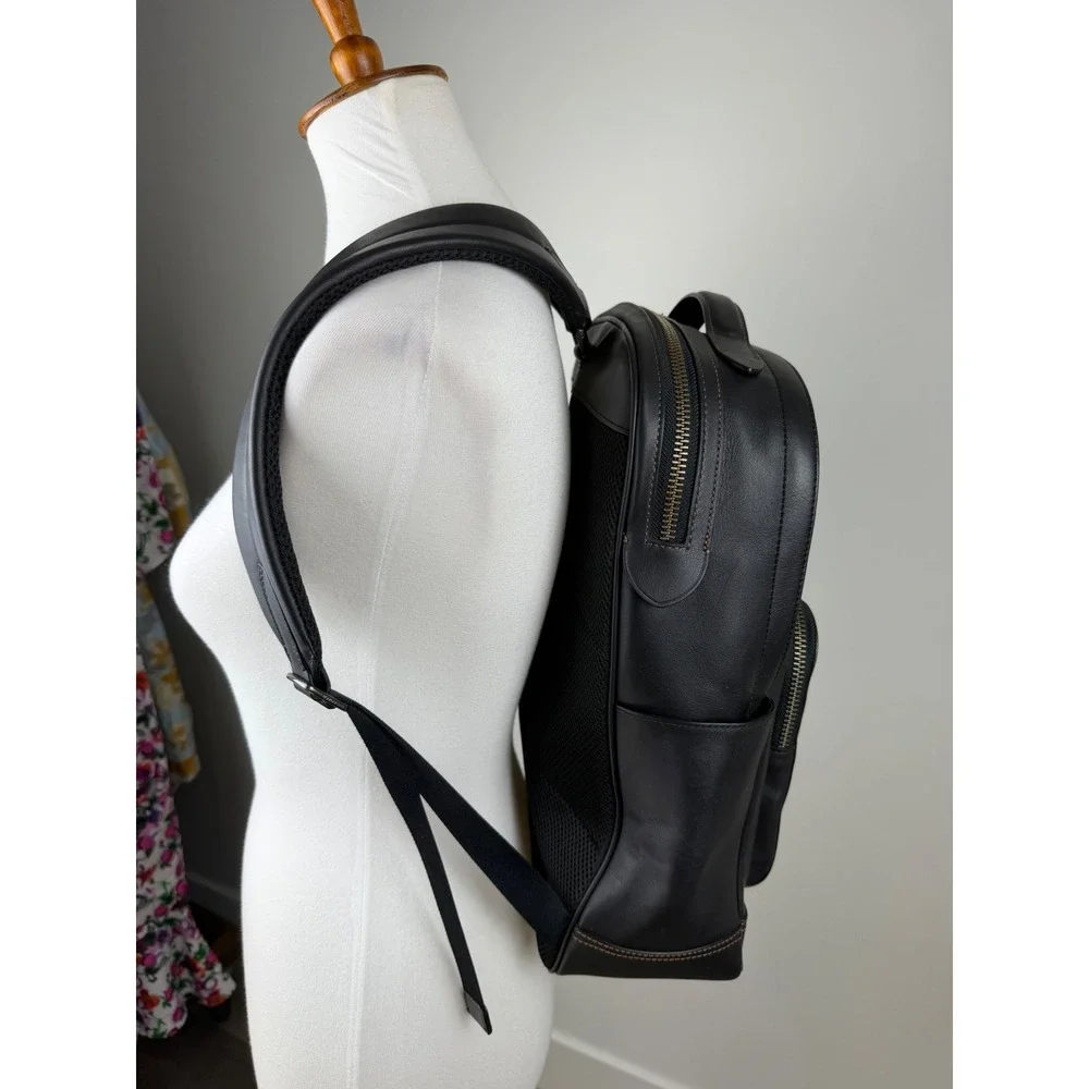 NWT Coach Graham Backpack Black Calf Leather Laptop Bag F37599 Large $550 Work